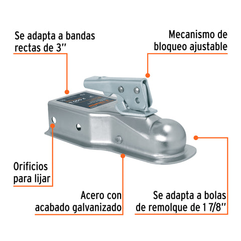 Acoplador para remolque, para bola de 1-7/8', Truper | ACO-BOLA-20 | 44443