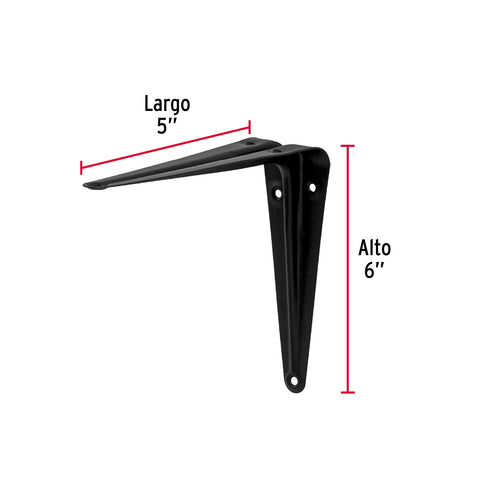 Ménsula de acero negra 5' x 6', FIERO | ME-6N | 44451