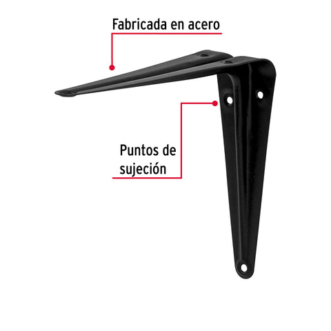Ménsula de acero negra 5' x 6', FIERO | ME-6N | 44451