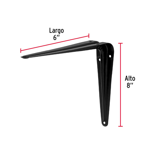 Ménsula de acero negra 6 x 8', FIERO | ME-8N | 44452