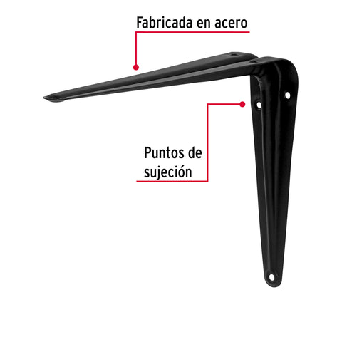 Ménsula de acero negra 6 x 8', FIERO | ME-8N | 44452