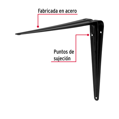 Ménsula de acero negra 8' x 10', FIERO | ME-10N | 44453
