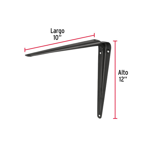 Ménsula de acero negra 10 x 12', FIERO | ME-12N | 44454
