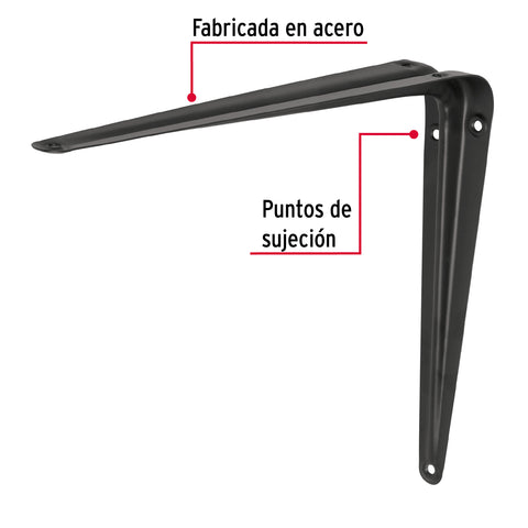 Ménsula de acero negra 10 x 12', FIERO | ME-12N | 44454