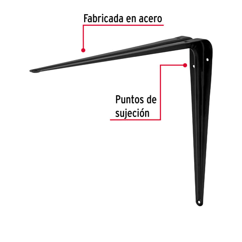 Ménsula de acero negra 12 x 14', FIERO | ME-14N | 44455