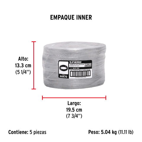 Kilo de alambre galvanizado, calibre 22, FIERO | ALG-220 | 44470