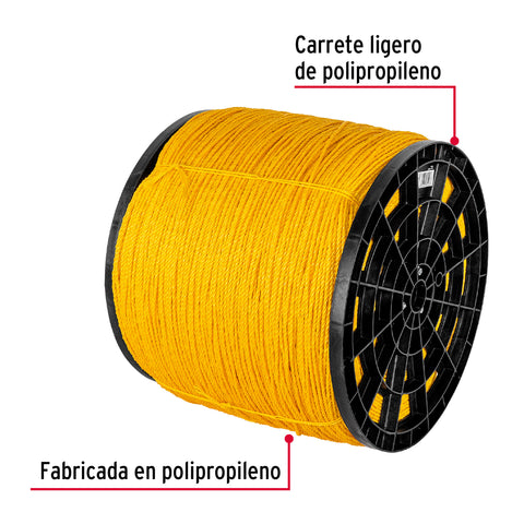 Kilo de cuerda amarilla de polipropileno 4mm, carrete 20 kg | CUE-04K | 44472