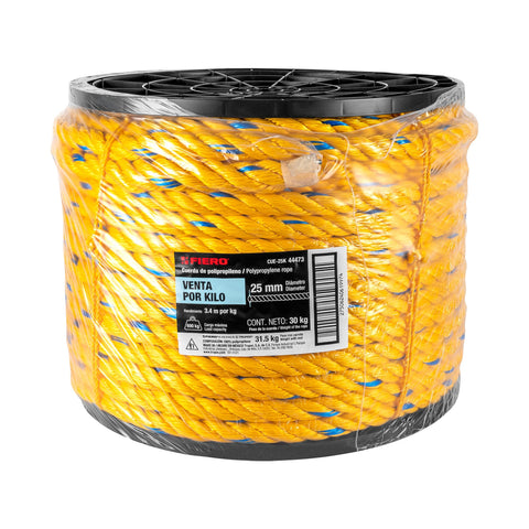Kilo de cuerda amarilla de polipropileno 25mm, carrete 30kg | CUE-25K | 44473