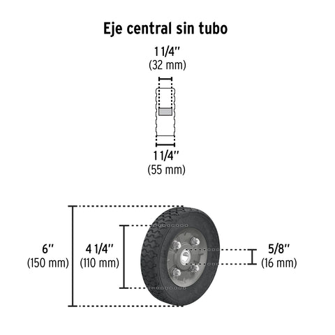 Diablo de carga de 100 kg, ruedas sólidas, balero sencillo | DIA-100 | 44475