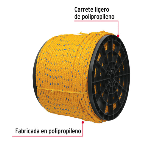 Kilo de cuerda amarilla de polipropileno 8mm, carrete 20kg | CUE-08K | 44486