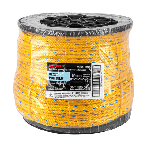 Kilo de cuerda amarilla de polipropileno 10mm, carrete 20kg | CUE-10K | 44487