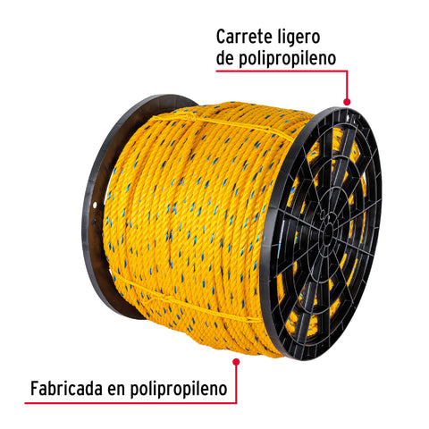 Kilo de cuerda amarilla de polipropileno 13mm, carrete 30kg | CUE-13K | 44489