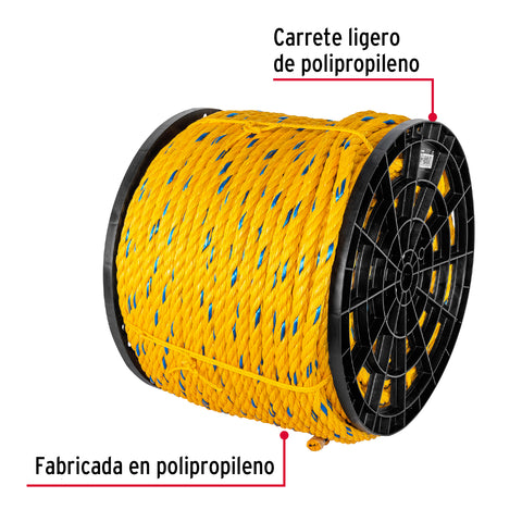 Kilo de cuerda amarilla de polipropileno 19mm, carrete 30kg | CUE-19K | 44491
