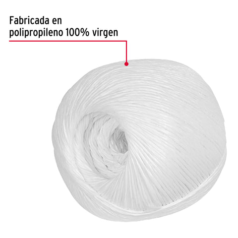 Rollo de rafia de 410 m color blanco calibre 2.2 g/m, FIERO | RAF-290 | 44492