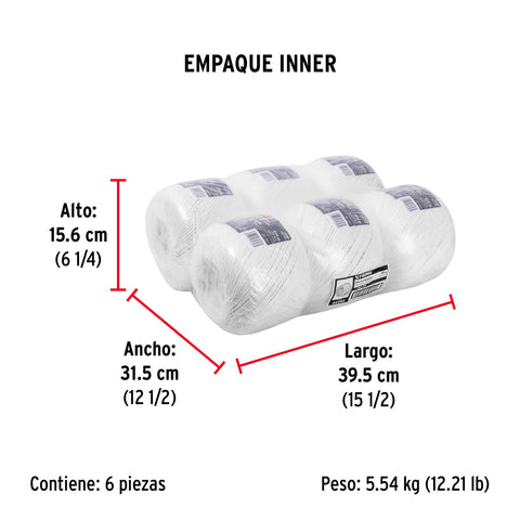 Rollo de rafia de 410 m color blanco calibre 2.2 g/m, FIERO | RAF-290 | 44492
