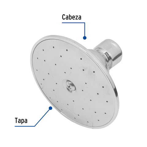 Regadera redonda 3-1/2', metálica, sin brazo, cromo, AQUA | R-504S | 44493