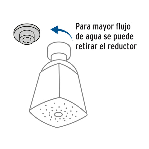Regadera redonda 2', metálica, sin brazo, cromo, AQUA | R-501S | 44494