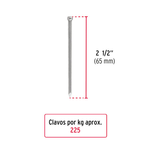 Bolsa con 1 kg de clavo estándar 2-1/2' sin cabeza, FIERO | CLS-2-1/2 | 44498