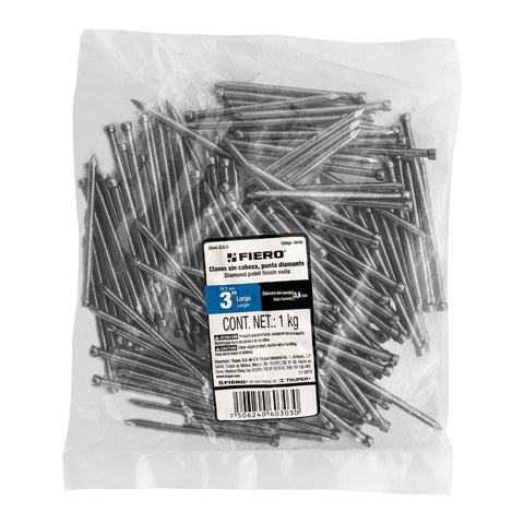 Bolsa con 1 kg de clavo estándar 3' sin cabeza, FIERO | CLS-3 | 44499