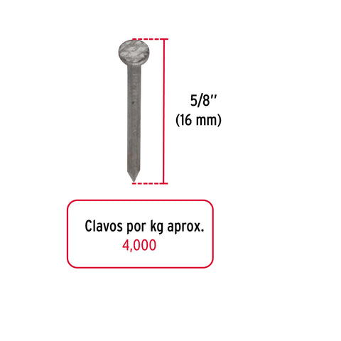Bolsa con 1 kg de clavos alfilerillos de 5/8' con cabeza | CLA-5/8 | 44500