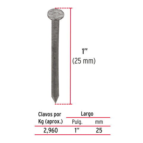Bolsa con 1 kg de clavos alfilerillos de 1' con cabeza | CLA-1 | 44502