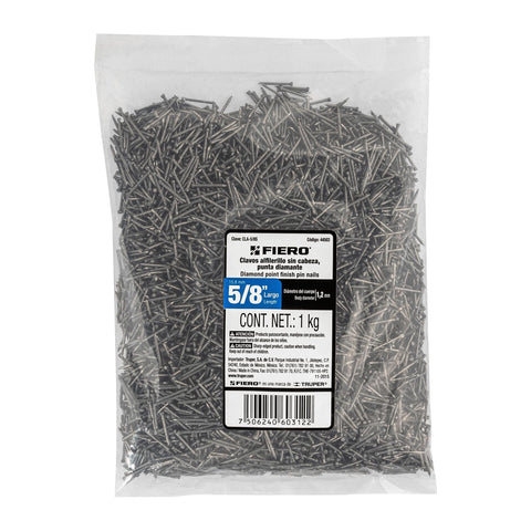 Bolsa con 1 kg de clavos alfilerillos de 5/8' sin cabeza | CLA-5/8S | 44503