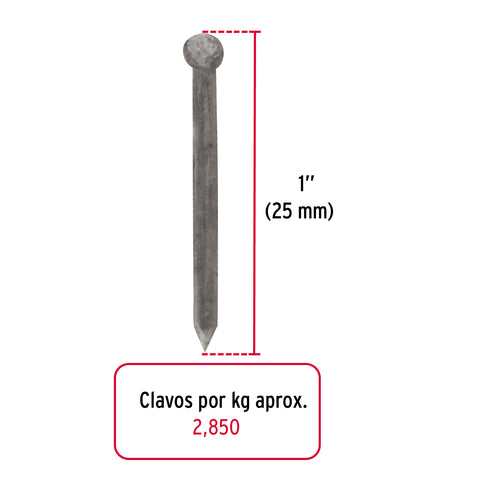 Bolsa con 1 kg de clavos alfilerillos de 1' sin cabeza | CLA-1S | 44505