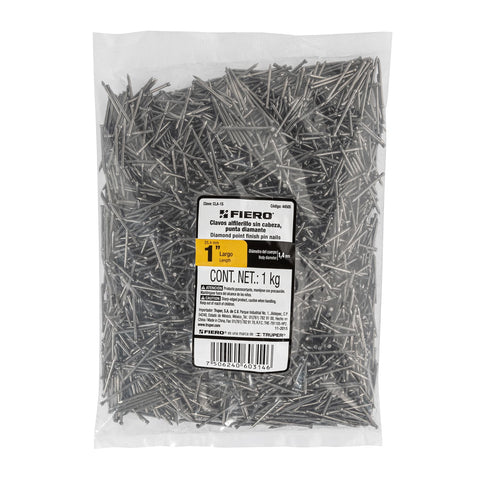 Bolsa con 1 kg de clavos alfilerillos de 1' sin cabeza | CLA-1S | 44505