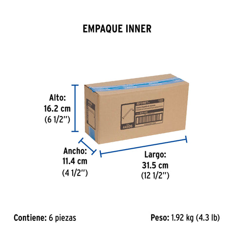 Brazo recto con chapetón para regadera, 30 cm, cromo, FOSET | BCH-600 | 44506