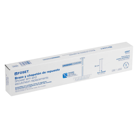 Brazo y chapetón recto de repuesto para regadera, FOSET AQUA | BCH-610 | 44507