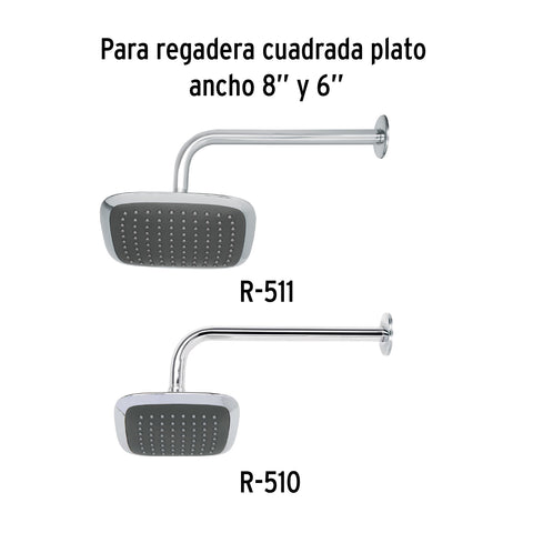 Brazo y chapetón recto de repuesto para regadera, FOSET AQUA | BCH-610 | 44507