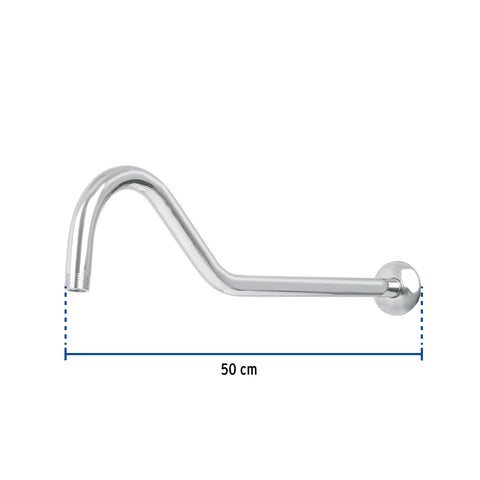 Brazo de 50 cm y chapetón tipo gancho para regadera, AERO | BCH-720 | 44508