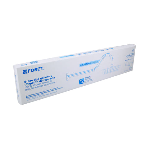 Brazo de 50 cm y chapetón tipo gancho para regadera, AERO | BCH-720 | 44508