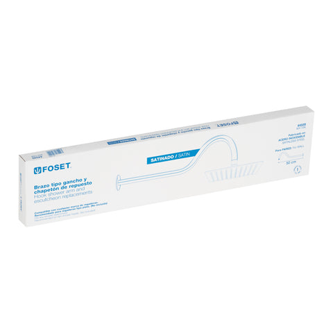 Brazo y chapetón tipo gancho para regadera, 50 cm, satinado | BCH-720N | 44509