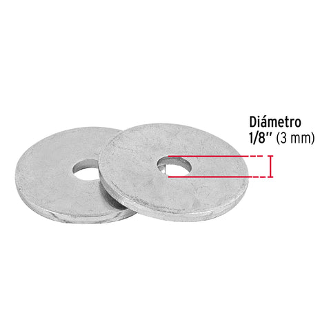 Bolsa de 1 kilo arandelas planas galvanizadas 1/8', FIERO | ARA-1/8 | 44540