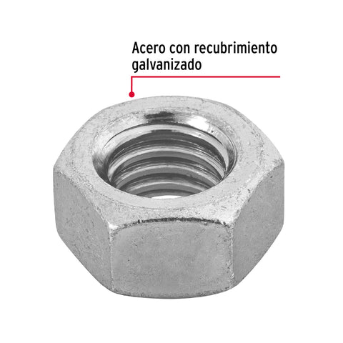 Bolsa con 60 tuercas 7/16' hexagonales de acero galvanizado | TUE-7/16 | 44551