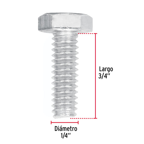 Bolsa con 100 tornillos 1/4' x 3/4' tipo máquina, FIERO | TORM-1/4X3/4 | 44557