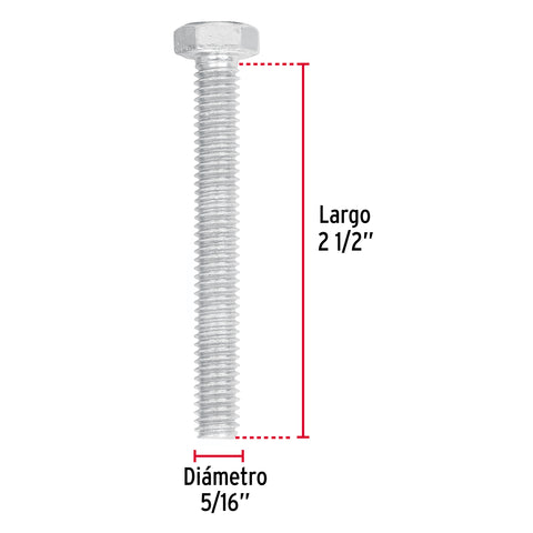 Bolsa con 60 tornillos 5/16' x 2-1/2' tipo máquina, FIERO | TORM-5/16X2-1/2 | 44570