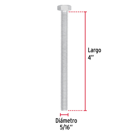 Bolsa con 50 tornillos 5/16' x 4' tipo máquina, FIERO | TORM-5/16X4 | 44573