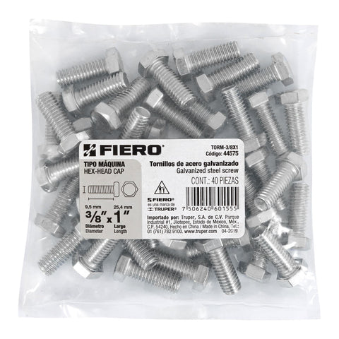 Bolsa con 40 tornillos 3/8' x 1' tipo máquina, FIERO | TORM-3/8X1 | 44575
