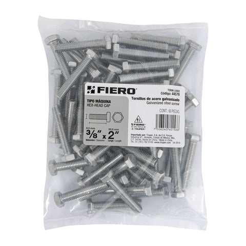Bolsa con 60 tornillos 3/8' x 2' tipo máquina, FIERO | TORM-3/8X2 | 44578