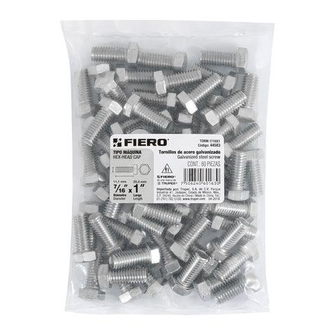 Bolsa con 60 tornillos 7/16' x 1' tipo máquina, FIERO | TORM-7/16X1 | 44583