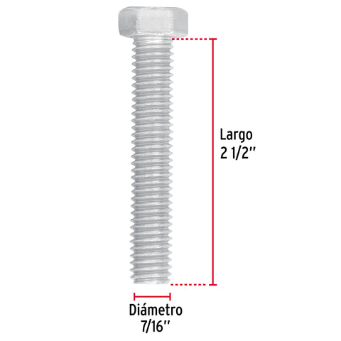 Bolsa con 30 tornillos 7/16' x 2-1/2' tipo máquina, FIERO | TORM-7/16X2-1/2 | 44587