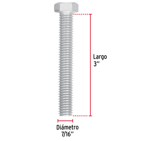 Bolsa con 30 tornillos 7/16' x 3' tipo máquina, FIERO | TORM-7/16X3 | 44588