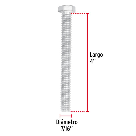 Bolsa con 20 tornillos 7/16' x 4' tipo máquina, FIERO | TORM-7/16X4 | 44590