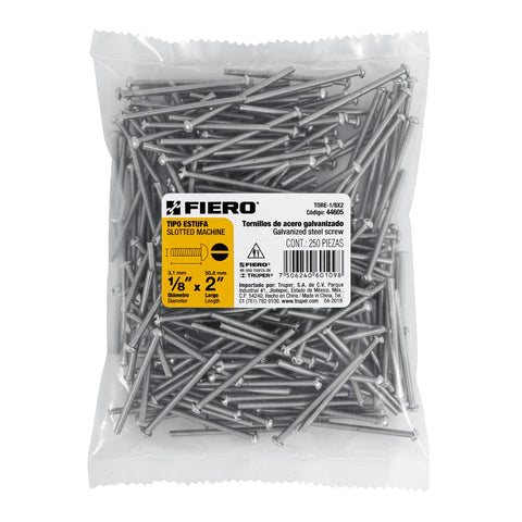 Bolsa con 250 tornillos 1/8' x 2' tipo estufa, FIERO | TORE-1/8X2 | 44605