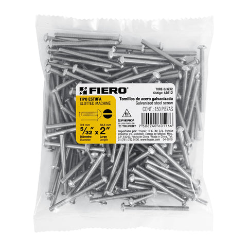 Bolsa con 150 tornillos 5/32' x 2' tipo estufa, FIERO | TORE-5/32X2 | 44612