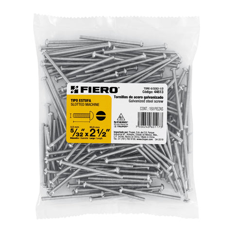 Bolsa con 150 tornillos 5/32' x 2-1/2' tipo estufa, FIERO | TORE-5/32X2-1/2 | 44613