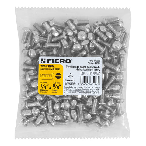 Bolsa con 150 tornillos 1/4' x 5/8' tipo estufa, FIERO | TORE-1/4X5/8 | 44624