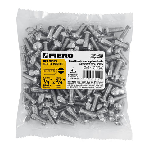 Bolsa con 150 tornillos 1/4' x 3/4' tipo estufa, FIERO | TORE-1/4X3/4 | 44625